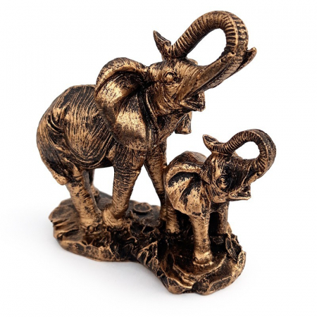 Reduceri - *Statueta decorativa, Elefant cu pui, Auriu