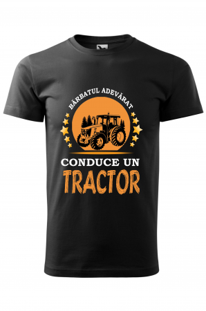 Tricou Bărbați - Tricou din bumbac personalizat ”Bărbatul adevărat conduce un tractor”