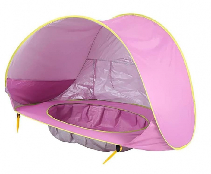Cort portabil de vara impermeabil pentru bebelusi, cu piscina, protectie UV UPF 50+, copii 3-48 de luni, (roz) [1]