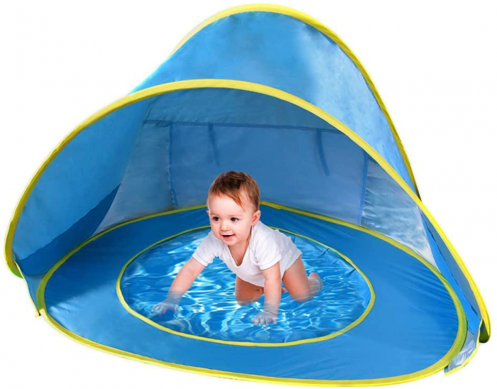 Cort portabil de vara impermeabil pentru bebelusi, cu piscina, protectie UV UPF 50+, copii 3-48 de luni, (albastru) [9]