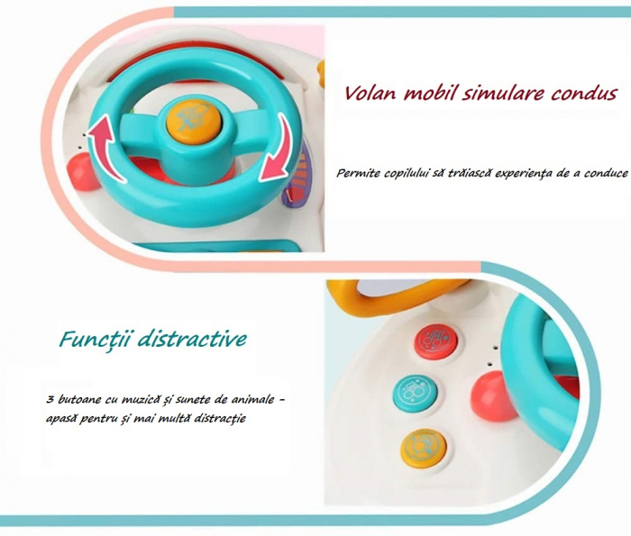 Jucarie volan rotativ, multifunctional pentru copii cu lumini si muzica, simulare condus, joc educational, 1+ [4]