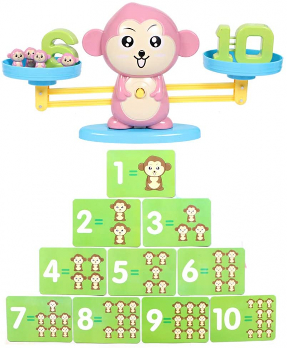 Jucarie maimuta tip balanta, matematica educativa, interactiva pentru acasa, gradinita, 3 ani + [3]