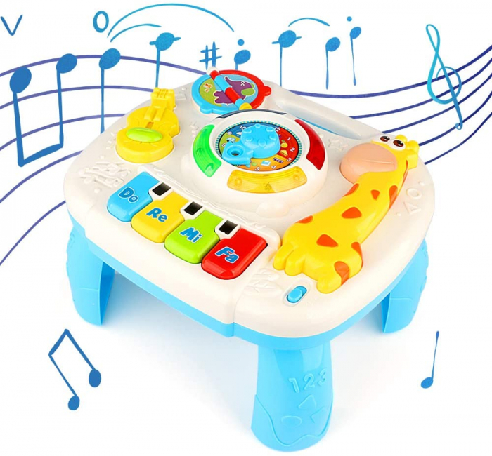 Masuta de activitati Giftry, centru multifunctional, pian cu lumini si sunete, interactiv si educativ, cadou baieti si fete, 1+, multicolor [1]