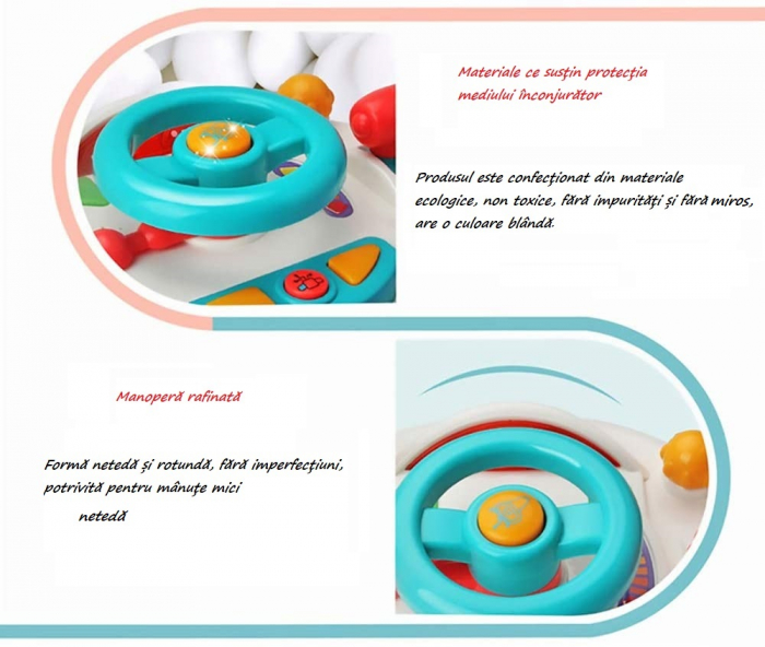 Jucarie volan rotativ, multifunctional pentru copii cu lumini si muzica, simulare condus, joc educational, 1+ [5]