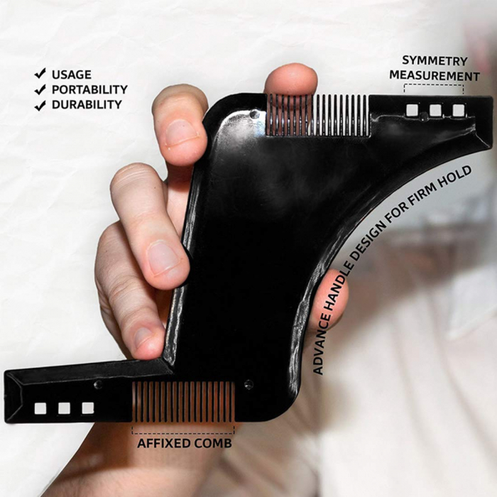 Pieptan modelare si contur barba, beard shaper, maro [9]