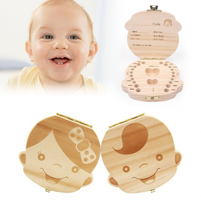 Cutie din lemn tip suvenir pentru depozitare dinti de lapte, ombilic si suvita par, model pentru baieti [4]