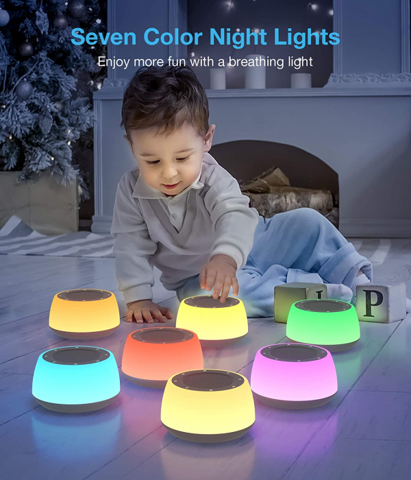 Dispozitiv sunete albe, pentru bebelusi, functie lampa de veghe, 16 sunete, memorie, timer, Alb [4]