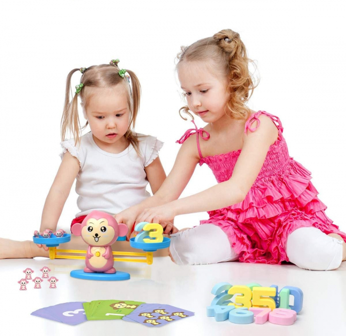 Jucarie maimuta tip balanta, matematica educativa, interactiva pentru acasa, gradinita, 3 ani + [8]