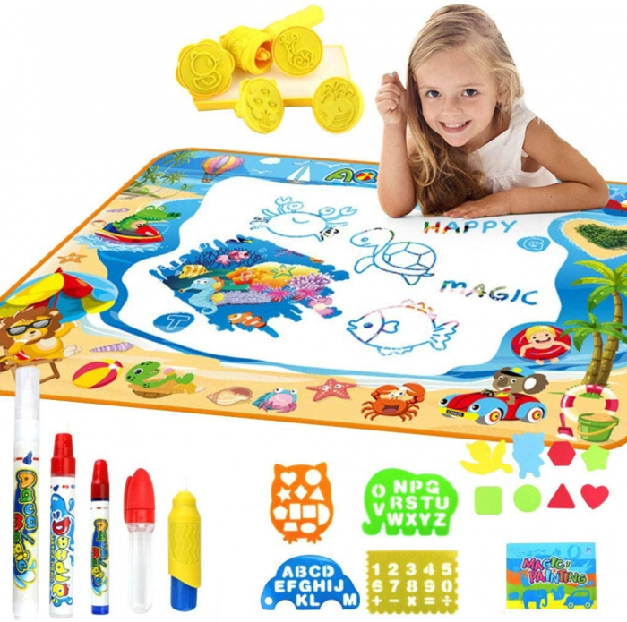 Set jucarie educativa si interactiva, joc covorasul Magic Aquadoodle, coloreaza cu apa, cadou fete si baieti, 2,3,4,5,6 ani, 100 x 70 cm [1]