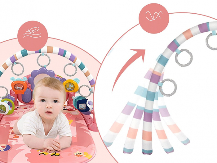 Saltea de activitati pentru bebelusi, covoras multifunctional, interactiv, 5 jucarii senzoriale, rosu, 0 luni + [4]