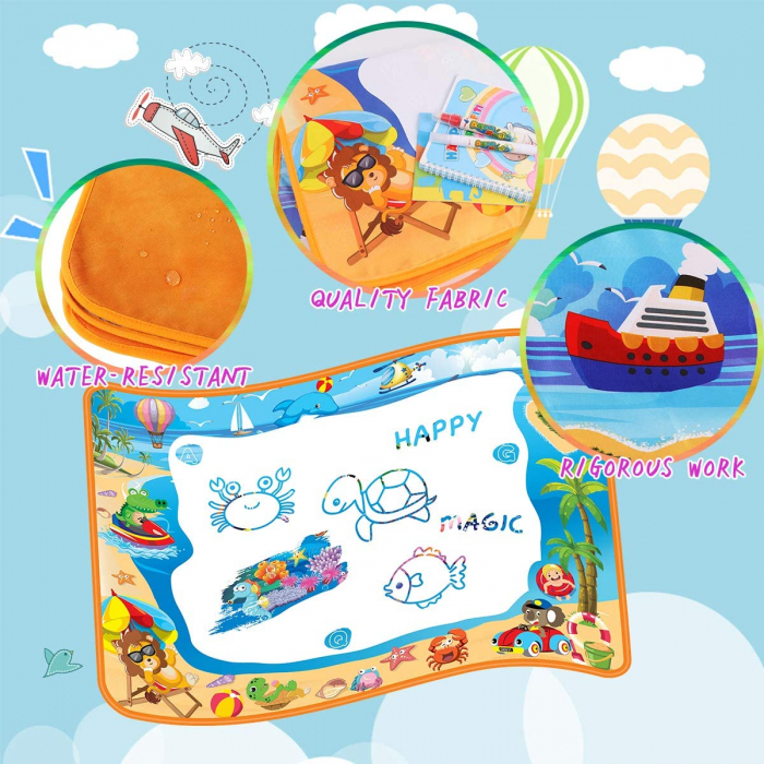 Set jucarie educativa si interactiva, joc covorasul Magic Aquadoodle, coloreaza cu apa, cadou fete si baieti, 2,3,4,5,6 ani, 100 x 70 cm [2]