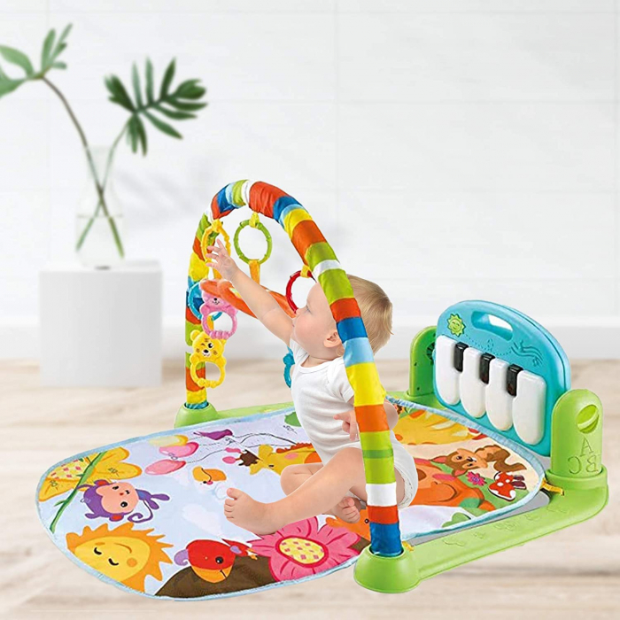 Saltea de activitati pentru bebelusi, centru multifunctional 4 in 1, interactiv,5 jucarii senzoriale, baieti si fete, verde [6]