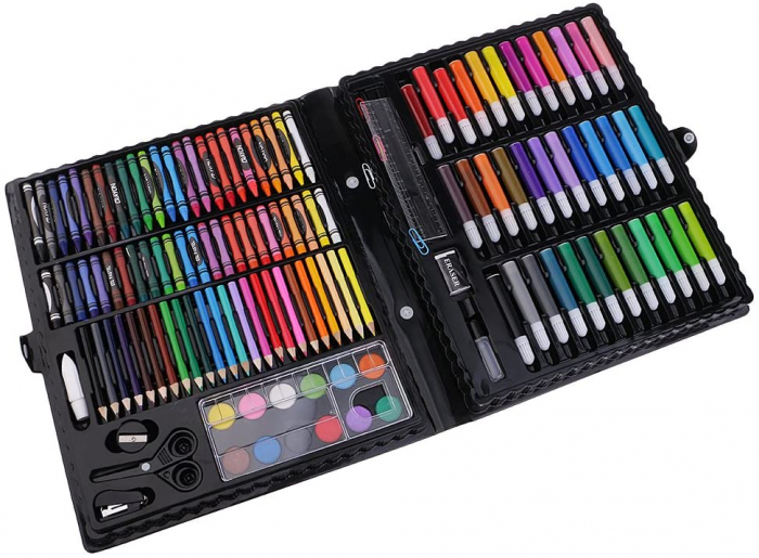 Set creativ de papetarie pentru copii / adulti, instrumente de colorat, pentru pictura, desen, accesorii 150 de piese, 3 ani+ [2]