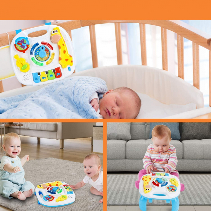 Masuta de activitati Giftry, centru multifunctional, pian cu lumini si sunete, interactiv si educativ, cadou baieti si fete, 1+, multicolor [7]