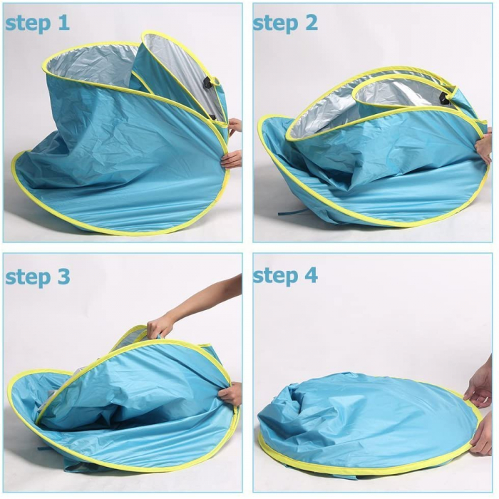 Cort portabil de vara impermeabil pentru bebelusi, cu piscina, protectie UV UPF 50+, copii 3-48 de luni, (albastru) [7]