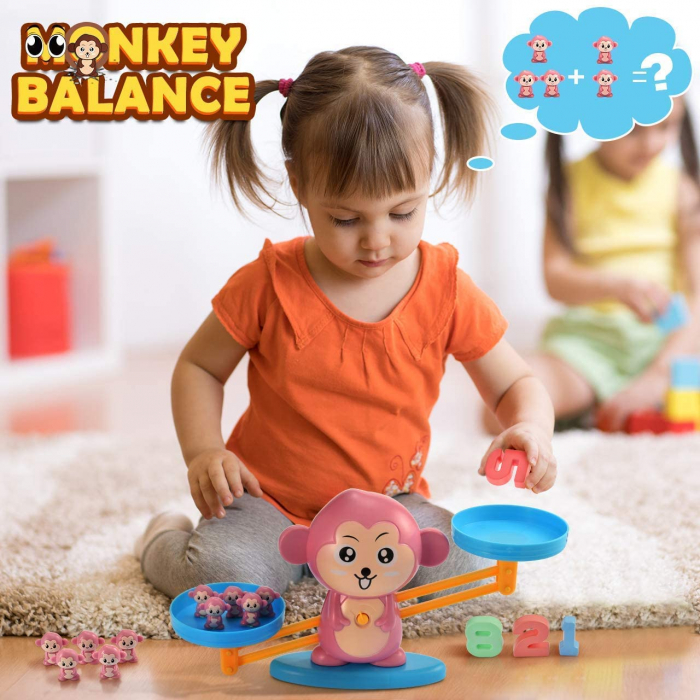 Jucarie maimuta tip balanta, matematica educativa, interactiva pentru acasa, gradinita, 3 ani + [9]
