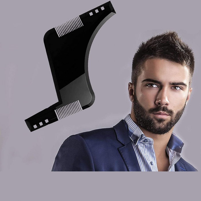Pieptan modelare si contur barba, beard shaper, maro [3]