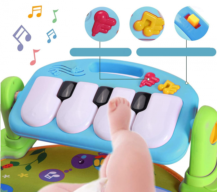 Saltea de activitati pentru bebelusi, centru multifunctional 4 in 1, interactiv,5 jucarii senzoriale, baieti si fete, verde [9]