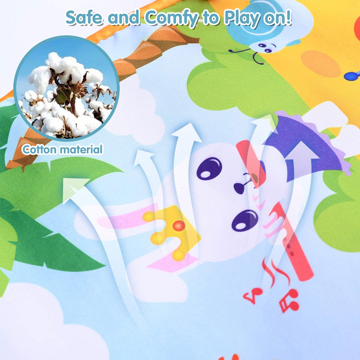 Saltea de activitati pentru bebelusi, centru multifunctional 4 in 1, interactiv,5 jucarii senzoriale, baieti si fete, verde [10]