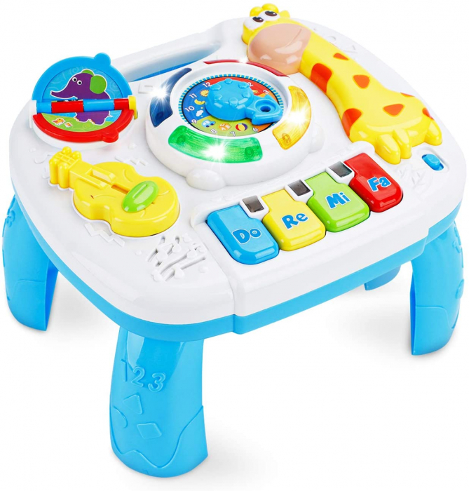 Masuta de activitati Giftry, centru multifunctional, pian cu lumini si sunete, interactiv si educativ, cadou baieti si fete, 1+, multicolor [8]