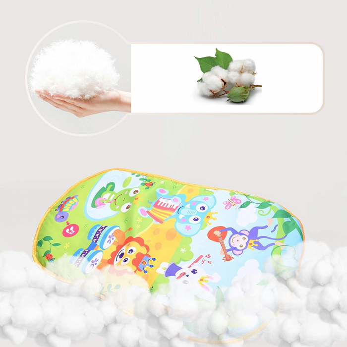Saltea de activitati pentru bebelusi, centru multifunctional 4 in 1, interactiv,5 jucarii senzoriale, baieti si fete, verde [11]