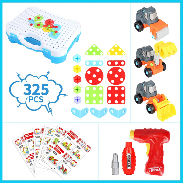 Jucarie educativa, interactiva Giftry, set de instrumente asamblat cu 325 piese, joc de constructie creativ, jucarii STEM, cadou 3+ [4]
