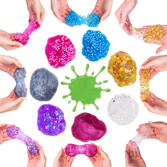 Kit Giftry creatie slime, spuma colorata, margele, pulbere fosforescenta, joc distractiv, interactiv Cadou copii 5-12 ani [4]