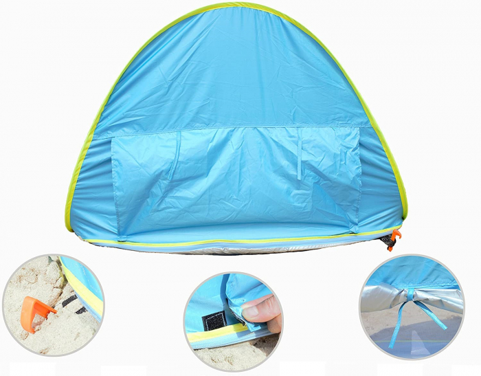 Cort portabil de vara impermeabil pentru bebelusi, cu piscina, protectie UV UPF 50+, copii 3-48 de luni, (albastru) [8]
