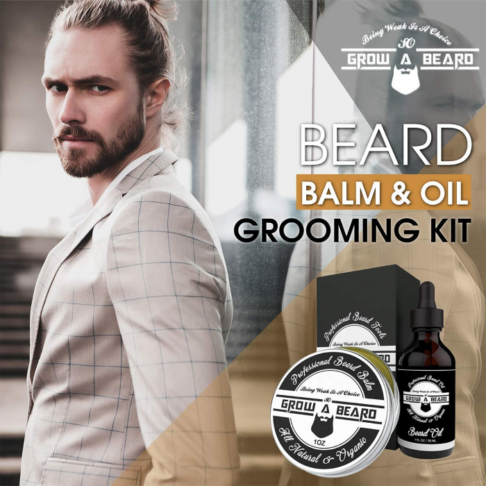 Set ingrijire barbati, trusa completa barba (ulei, balsam, perie, piaptan, foarfeca, saculet transport), cadou [6]