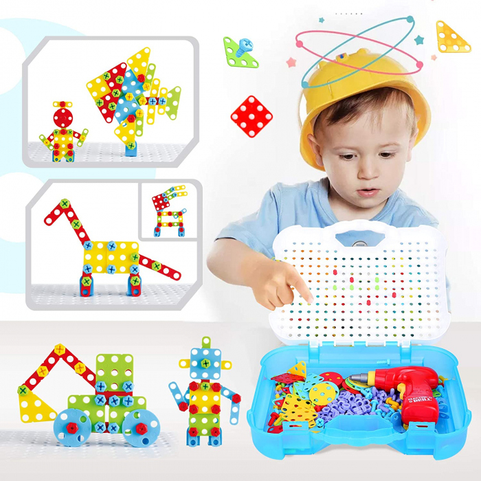 Jucarie educativa, interactiva Giftry, set de instrumente asamblat cu 325 piese, joc de constructie creativ, jucarii STEM, cadou 3+ [3]
