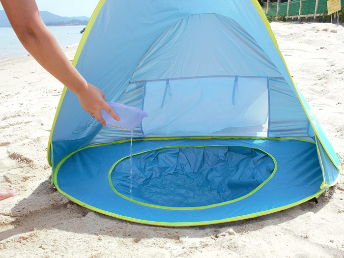 Cort portabil de vara impermeabil pentru bebelusi, cu piscina, protectie UV UPF 50+, copii 3-48 de luni, (albastru) [12]