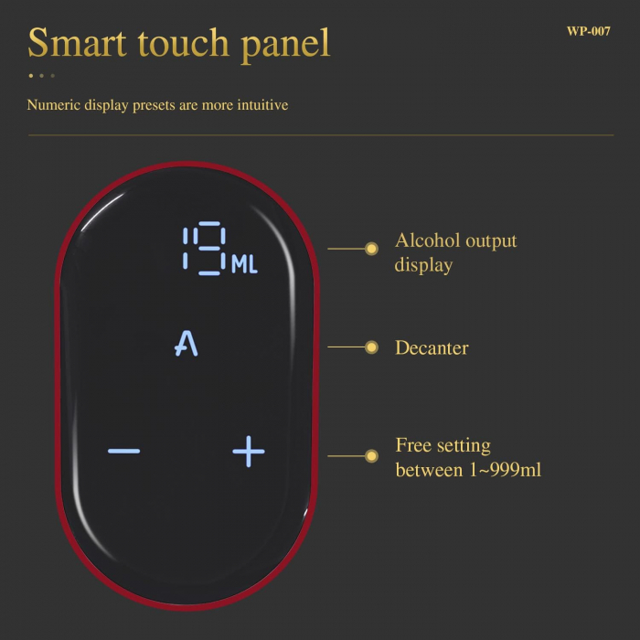 Aerator electric premium Giftry®, pentru vin, whisky, lichior, functie Decantor, Reincarcabil USB, portabil, design user-friendly, rosu [2]
