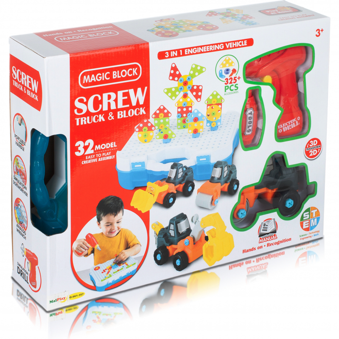 Jucarie educativa, interactiva Giftry, set de instrumente asamblat cu 325 piese, joc de constructie creativ, jucarii STEM, cadou 3+ [2]