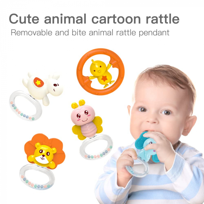 Carusel Muzical Giftry®, interactiv multifunctional, 108 sunete, lumini, proiector, telecomanda, +0 luni, nava spatiala, roz [5]