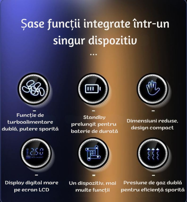 Compresor auto portabil Giftry® , 50 L/min, 10.3 BAR, acumulator 4000 mAh, display digital, oprire automata, lumina LED SOS, accesorii multiple, Negru [7]