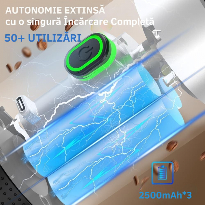 Espressor Portabil 3 in 1 Giftry®, Fara Fir, 20 Bar, Baterie 7500mAh, Compatibil Capsule Nespresso, Dolce Gusto si Cafea Macinata, Incalzire Automata, USB-C, Negru [8]