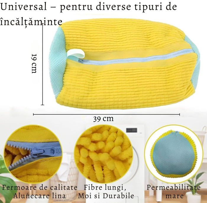 Set Giftry® 2 Saci de Spălare Pantofi și Perie cu Dispenser – Solutie Premium pentru Curatarea Eficientă a Incaltamintei, galben [3]