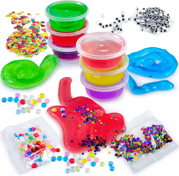 Kit Giftry creatie slime, spuma colorata, margele, pulbere fosforescenta, joc distractiv, interactiv Cadou copii 5-12 ani [7]