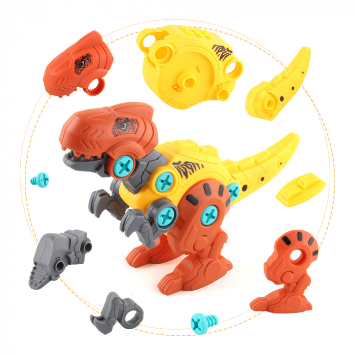 Set de constructie Giftry, asamblare 4 dinozauri , jucarie educationala STEM, bormasina electrica, 3 ani + [8]