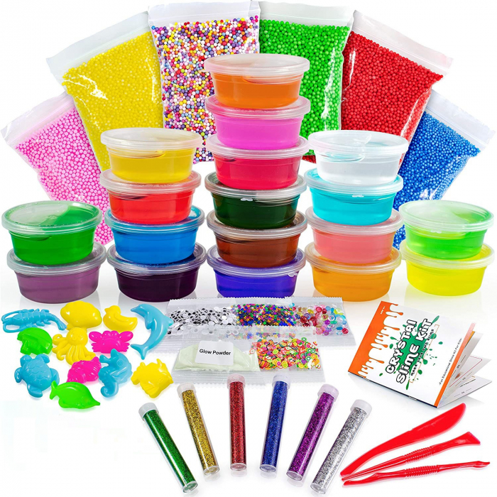 Kit Giftry creatie slime, spuma colorata, margele, pulbere fosforescenta, joc distractiv, interactiv Cadou copii 5-12 ani [9]