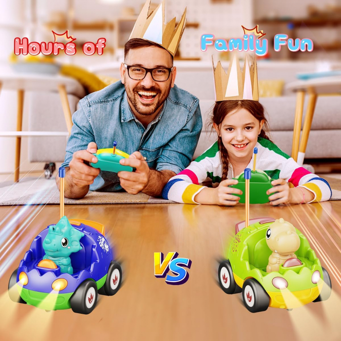 Jucarie masina dinozaur cu telecomanda Giftry®, RC car cu muzica si lumini LED, pentru baieti si fete 3-5 ani, Verde [2]