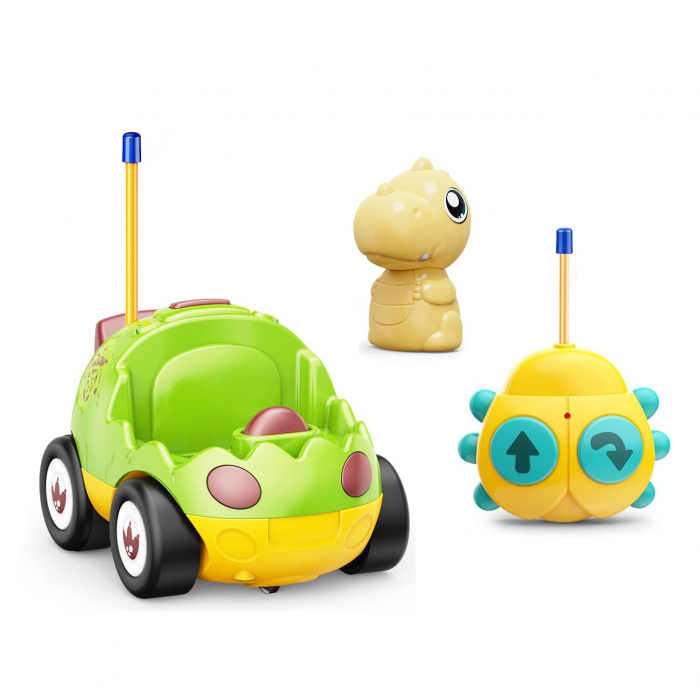 Jucarie masina dinozaur cu telecomanda Giftry®, RC car cu muzica si lumini LED, pentru baieti si fete 3-5 ani, Verde [4]