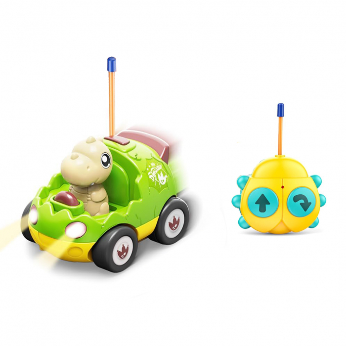 Jucarie masina dinozaur cu telecomanda Giftry®, RC car cu muzica si lumini LED, pentru baieti si fete 3-5 ani, Verde [1]