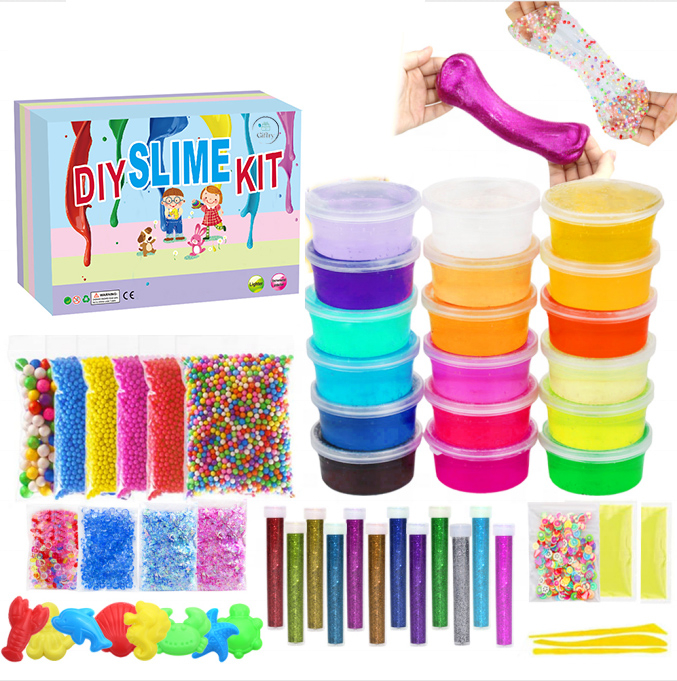 Kit Giftry creatie slime, spuma colorata, margele, pulbere fosforescenta, joc distractiv, interactiv Cadou copii 5-12 ani [2]