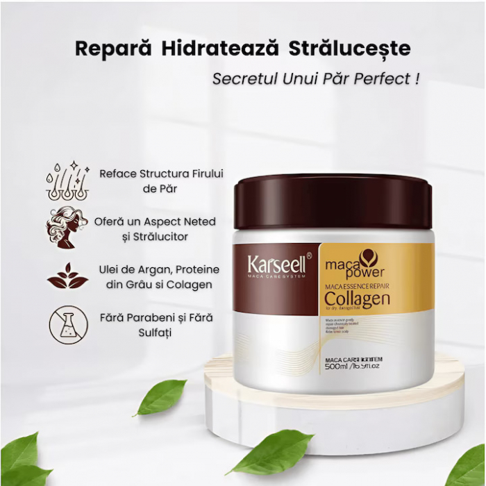 Masca Tratament Intensiva Karseell Collagen – Hidratare Profunda, Reparare Profesionala, cu Ulei de Argan si Colagen, Potrivita pentru Toate Tipurile de Par – 500ML [5]
