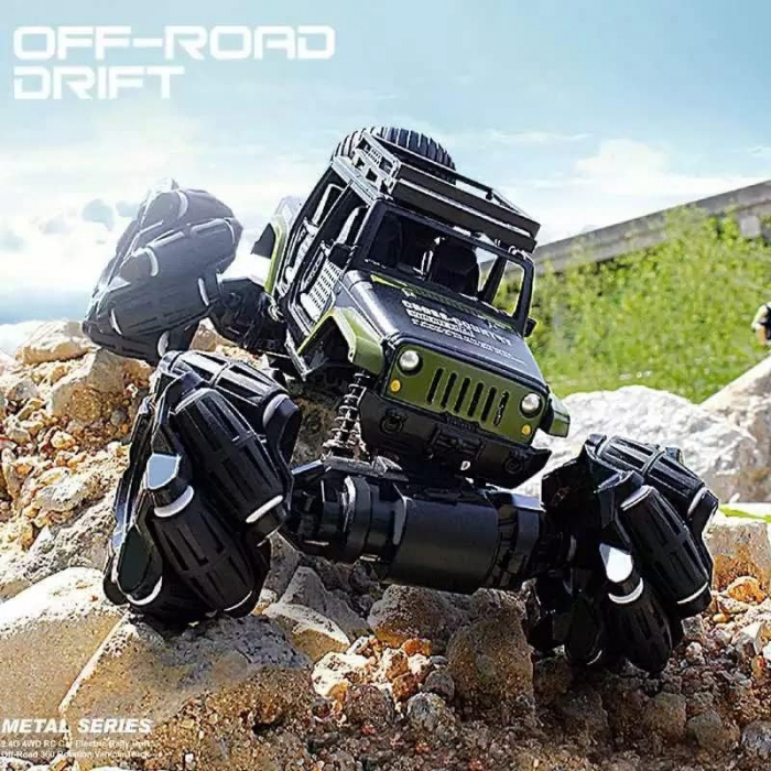 Masina cu telecomanda Giftry®, Stunt Car, RC detectare gesturi, 2,4 GHz 4WD, condus in ambele sensuri, rotatie de 360 °, vehicul army, lumini led si muzica, baieti si fete, 6-12 ani (verde) [3]