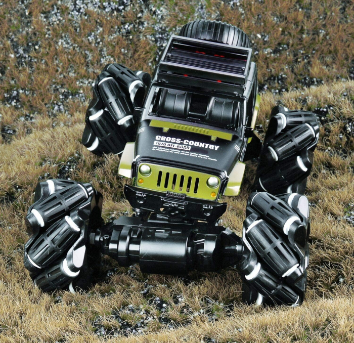 Masina cu telecomanda Giftry®, Stunt Car, RC detectare gesturi, 2,4 GHz 4WD, condus in ambele sensuri, rotatie de 360 °, vehicul army, lumini led si muzica, baieti si fete, 6-12 ani (verde) [8]