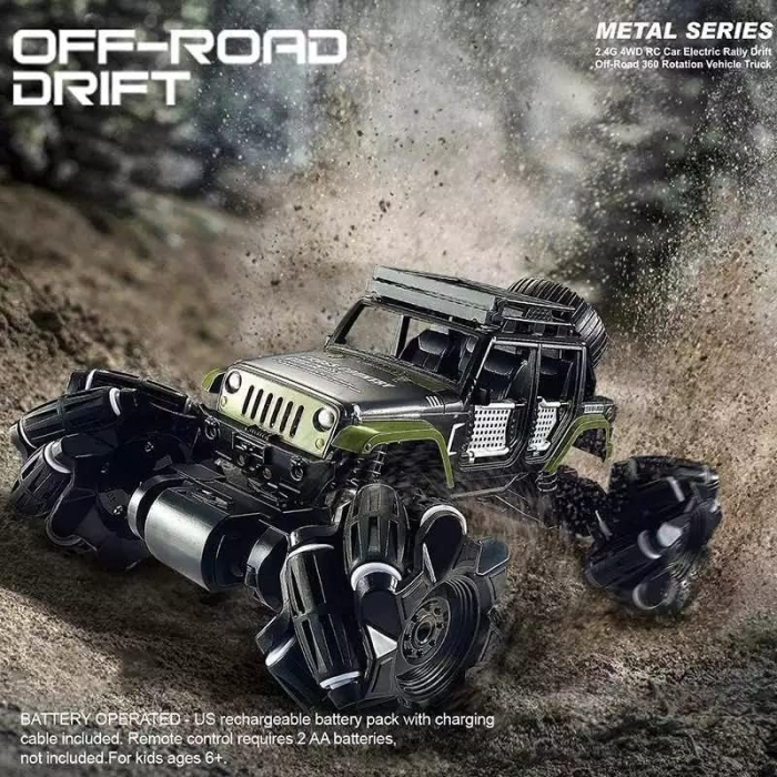 Masina cu telecomanda Giftry®, Stunt Car, RC detectare gesturi, 2,4 GHz 4WD, condus in ambele sensuri, rotatie de 360 °, vehicul army, lumini led si muzica, baieti si fete, 6-12 ani (verde) [4]
