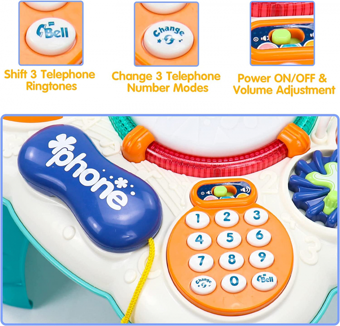 Masuta activitati Giftry®, centru multifunctional 8 in 1, lumini si sunete, 1+, turcoaz [6]