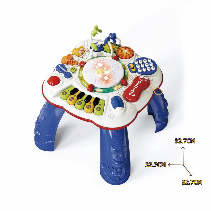 Masuta activitati Giftry®, centru multifunctional 8 in 1, instrumente muzicale cu lumini si sunete, interactiv si educativ, baieti si fete, 1+, albastru [5]